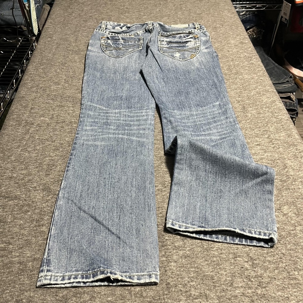Aeropostale Chelsea Bootcut Jeans Teens 29 Blue Light Wash Distressed Denim